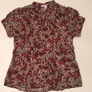 Dressbarn Floral Crepe Button Down Blouse Size S